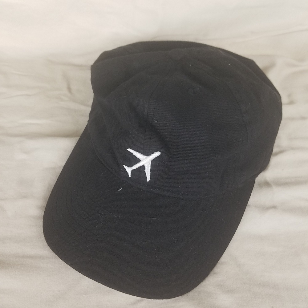 Airplane Travel More Dad Hat Unisex OSFM‎ Black Excellent Embroidered
